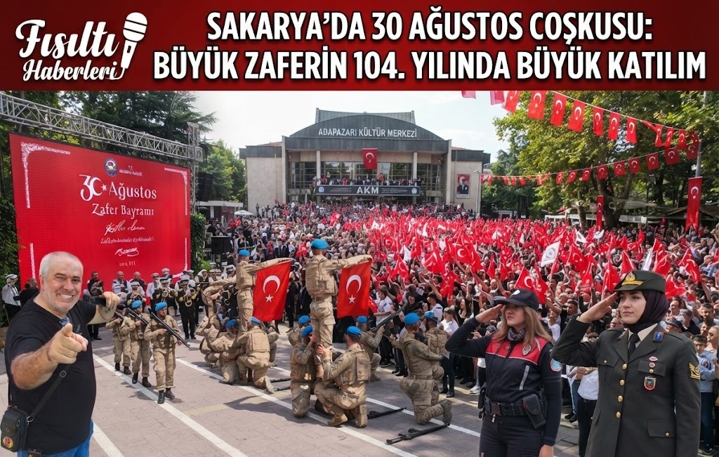 30 Ağustos Zafer Bayramı’nın 104’üncü yıl dönümü Sakarya’da büyük bir coşkuyla kutlandı! Adapazarı’nda düzenlenen törenler, kortej yürüyüşleri ve Ormanpark’taki resepsiyonla bayram coşkusu doruğa ulaştı.