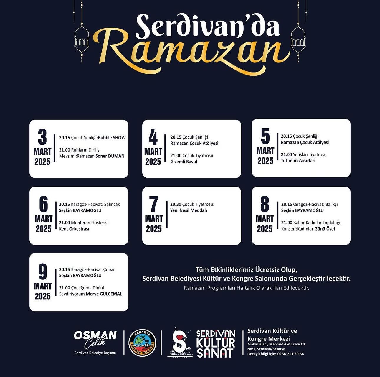 Serdivan'da Ramazan Coşkusu Kültür Sanat Etkinlikleriyle Yaşanacak