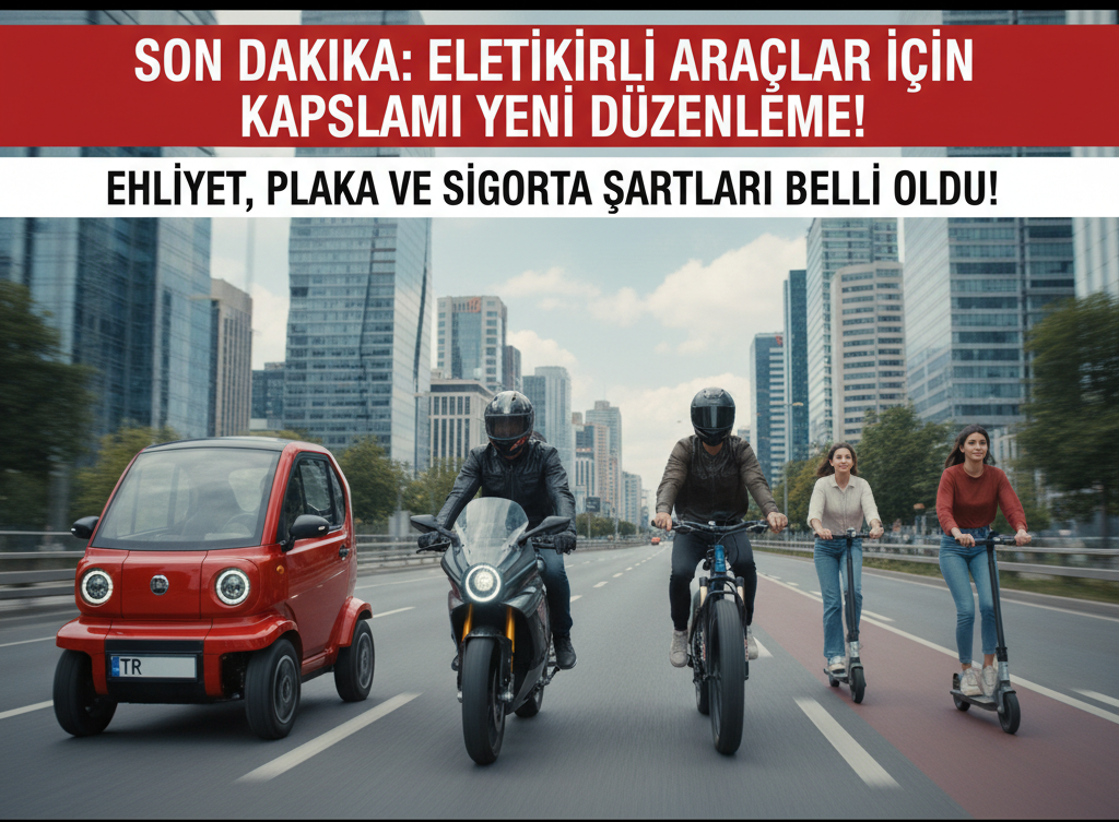SON DAKİKA: ELEKTRİKLİ ARAÇLAR İÇİN KAPSAMLI YENİ DÜZENLEME! EHLİYET, PLAKA VE SİGORTA ŞARTLARI BELLİ OLDU!