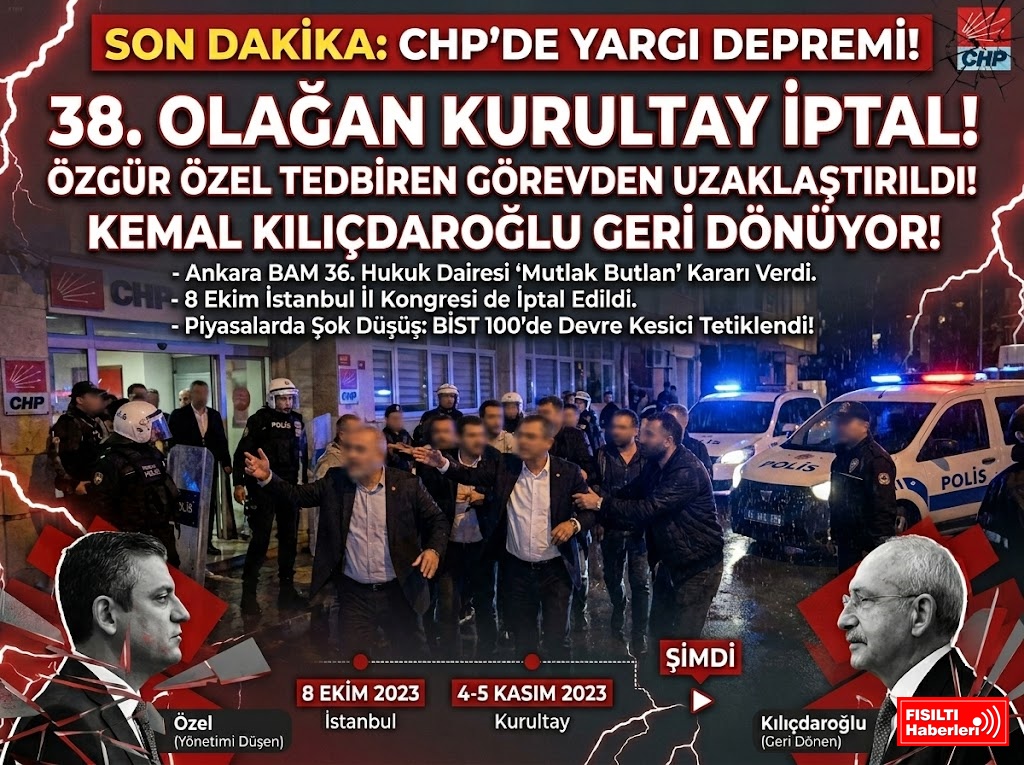 CHP’de Yargı Depremi! 38. Olağan Kurultay İptal Edildi, Özgür Özel Görevden Uzaklaştırıldı, Kemal Kılıçdaroğlu Geri Dönüyor!