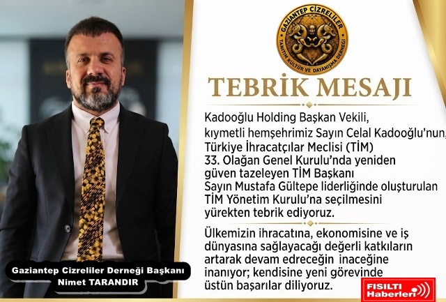 İş Dünyasında Gurur Veren Gelişme: Nimet Tarandır’dan Celal Kadooğlu’na Tebrik Mesajı